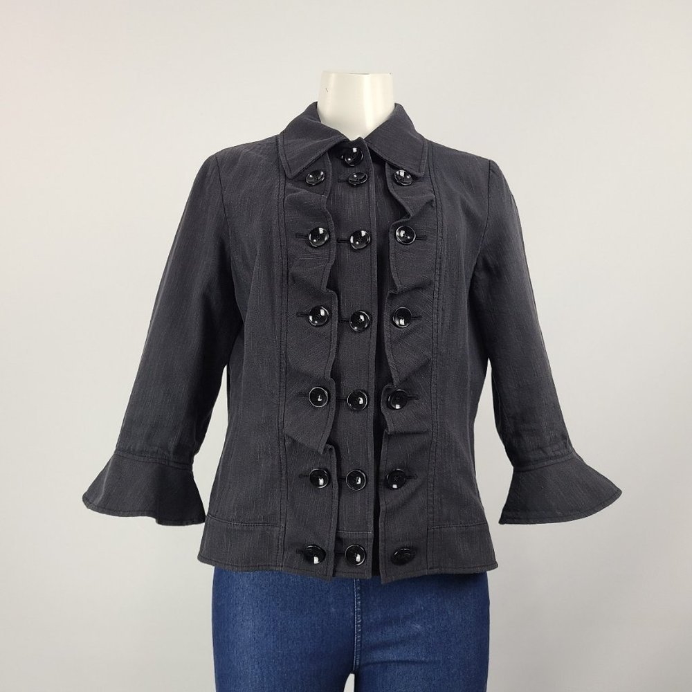 Etcetera Cotton Black Button Up Blazer Size 10